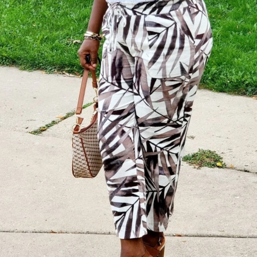 NYCC palm print linen pants 12 - Picture 6 of 6